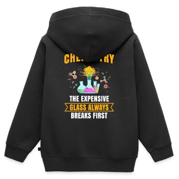 Chemie - Kinder Premium Organic Zip Hoodie - Schwarz - Hinten - AI Model Kid Male (0cm)