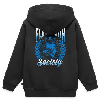 flat earth global lockdown the conspiracy - Sweat Premium à capuche zippé enfant bio - noir - Dos - AI Model Kid Male (0cm)