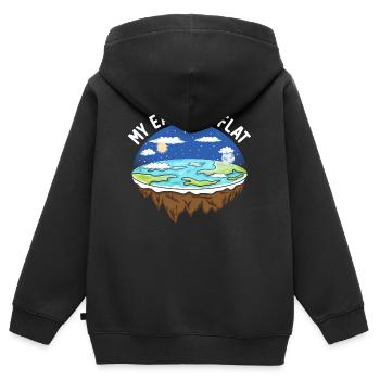 flat earth global lockdown the conspiracy - Sweat Premium à capuche zippé enfant bio - noir - Dos - AI Model Kid Male (0cm)
