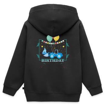 4 anniversaire tracteur - Sweat Premium à capuche zippé enfant bio - noir - Dos - AI Model Kid Male (0cm)
