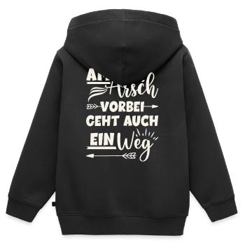 Am Arsch vorbei geht auch ein Weg - Kinder Premium Organic Zip Hoodie - Schwarz - Hinten - AI Model Kid Male (0cm)