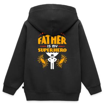 Fête des Pères, Fête des Pères, Fête des Pères, Fête des Pères - Sweat Premium à capuche zippé enfant bio - noir - Dos - AI Model Kid Male (0cm)