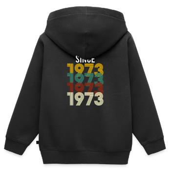 Vintage Since 1973 Anniversaire Année de naissance - Sweat Premium à capuche zippé enfant bio - noir - Dos - AI Model Kid Male (0cm)