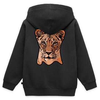 Löwe Raubtier Löwen Tiergesicht Tiermotiv - Kinder Premium Organic Zip Hoodie - Schwarz - Hinten - AI Model Kid Male (0cm)
