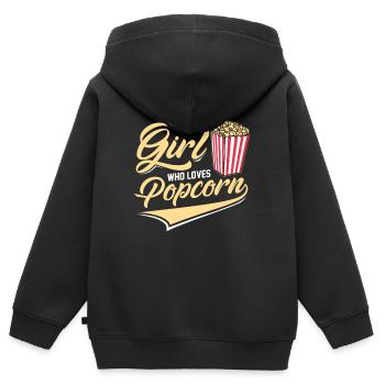 Pop corn - Sweat Premium à capuche zippé enfant bio - noir - Dos - AI Model Kid Male (0cm)