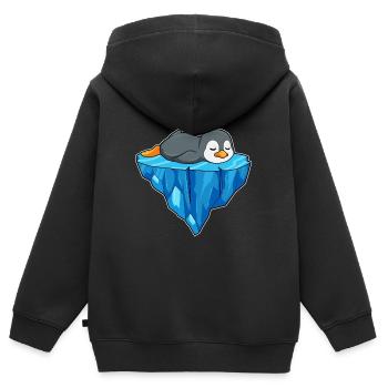 Pinguin Eisscholle - Kinder Premium Organic Zip Hoodie - Schwarz - Hinten - AI Model Kid Male (0cm)