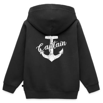 Kapitän - Kinder Premium Organic Zip Hoodie - Schwarz - Hinten - AI Model Kid Male (0cm)