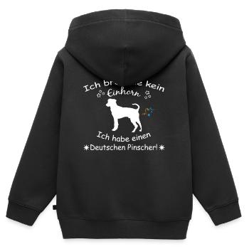Deutscher Pinscher - Kinder Premium Organic Zip Hoodie - Schwarz - Hinten - AI Model Kid Male (0cm)