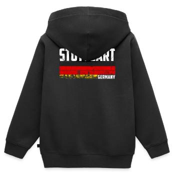 Stuttgart Allemagne - Sweat Premium à capuche zippé enfant bio - noir - Dos - AI Model Kid Male (0cm)