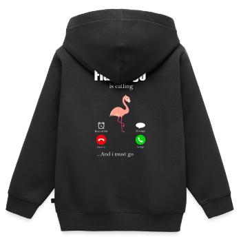 Flamingo - Sweat Premium à capuche zippé enfant bio - noir - Dos - AI Model Kid Male (0cm)