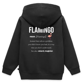 Flamingo - Sweat Premium à capuche zippé enfant bio - noir - Dos - AI Model Kid Male (0cm)