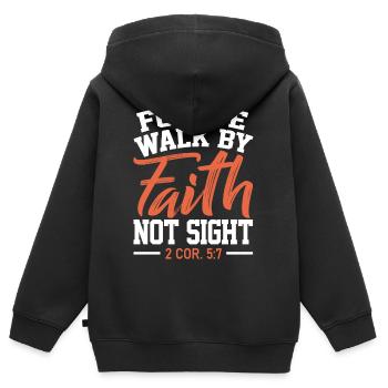 Verse biblique, Dieu chrétien, prière - Sweat Premium à capuche zippé enfant bio - noir - Dos - AI Model Kid Male (0cm)