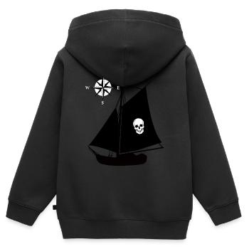 Piratenschiff Totenkopf Kompass Windrose Piraten - Kinder Premium Organic Zip Hoodie - Schwarz - Hinten - AI Model Kid Male (0cm)