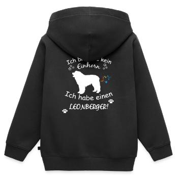 Leonberger Hund - Leonberger - Kinder Premium Organic Zip Hoodie - Schwarz - Hinten - AI Model Kid Male (0cm)