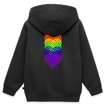 Regenbogen, Regenbogen, Regenbogen, Regenbogen, Regenbogen - Kinder Premium Organic Zip Hoodie - Schwarz - Hinten - AI Model Kid Male (0cm)