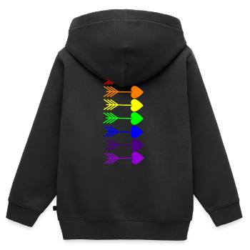 Regenbogen, Regenbogen, Regenbogen, Regenbogen, Regenbogen - Kinder Premium Organic Zip Hoodie - Schwarz - Hinten - AI Model Kid Male (0cm)