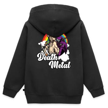 Heavy Metal Death Metal - Kinder Premium Organic Zip Hoodie - Schwarz - Hinten - AI Model Kid Male (0cm)