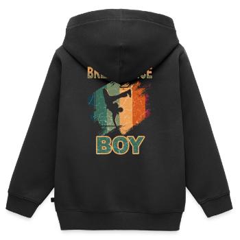 Breakdance Jeunes danseurs Breakdancing - Sweat Premium à capuche zippé enfant bio - noir - Dos - AI Model Kid Male (0cm)