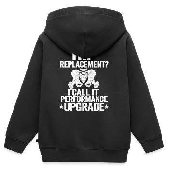 Hanche OP chirurgie rétablissement Nouveau cadeau de hanche - Sweat Premium à capuche zippé enfant bio - noir - Dos - AI Model Kid Male (0cm)
