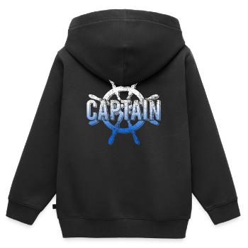 Kapitän - Kinder Premium Organic Zip Hoodie - Schwarz - Hinten - AI Model Kid Male (0cm)