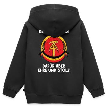 Ostdeutschland Sprüche DDR Kult Geschenkidee - Kinder Premium Organic Zip Hoodie - Schwarz - Hinten - AI Model Kid Male (0cm)
