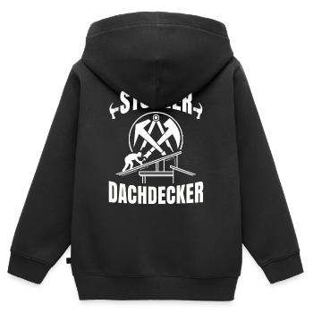 Dachdecker - Kinder Premium Organic Zip Hoodie - Schwarz - Hinten - AI Model Kid Male (0cm)