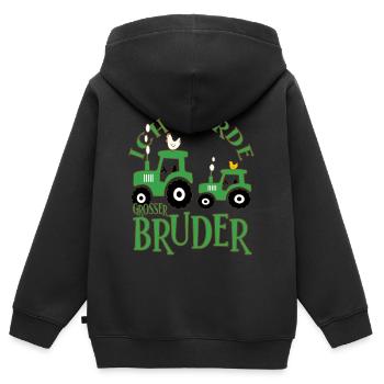 Ich werde großer Bruder Traktor Schwanger Geschenk - Kinder Premium Organic Zip Hoodie - Schwarz - Hinten - AI Model Kid Male (0cm)