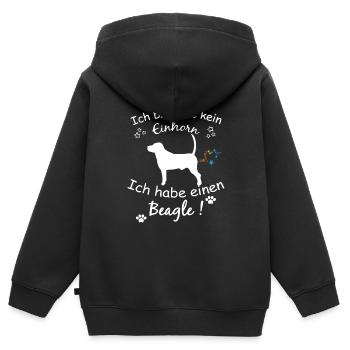 Beagle Hund - Beagle - Kinder Premium Organic Zip Hoodie - Schwarz - Hinten - AI Model Kid Male (0cm)
