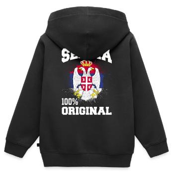 Serbien - Kinder Premium Organic Zip Hoodie - Schwarz - Hinten - AI Model Kid Male (0cm)