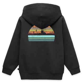 Köln Kölner Skyline Retro Vintage Style - Kinder Premium Organic Zip Hoodie - Schwarz - Hinten - AI Model Kid Male (0cm)