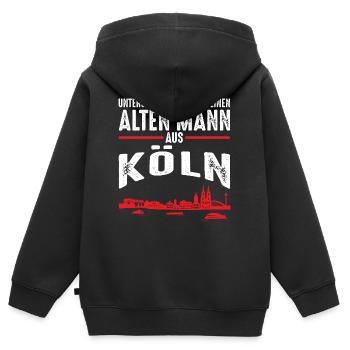 Köln Kölner lustiges alter Mann Geschenk - Kinder Premium Organic Zip Hoodie - Schwarz - Hinten - AI Model Kid Male (0cm)