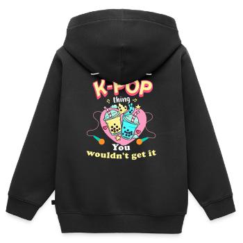 K-Pop - Sweat Premium à capuche zippé enfant bio - noir - Dos - AI Model Kid Male (0cm)