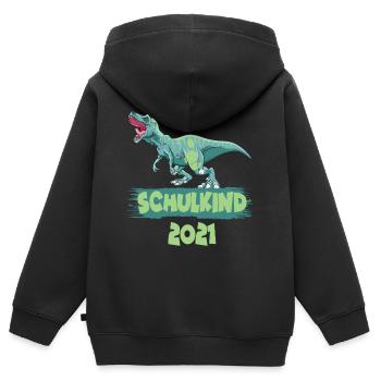 Schulkind 2021 Dinosaurier Rex - Kinder Premium Organic Zip Hoodie - Schwarz - Hinten - AI Model Kid Male (0cm)