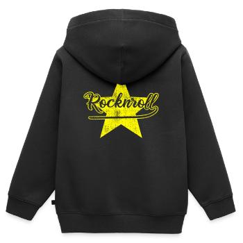 Rock and Roll - Kinder Premium Organic Zip Hoodie - Schwarz - Hinten - AI Model Kid Male (0cm)