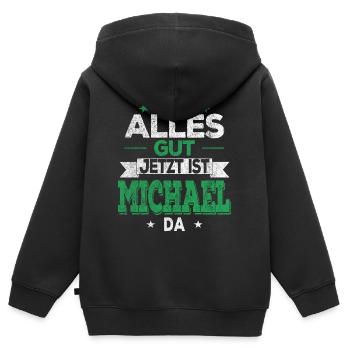 Alles Gut Jetzt ist Michael da Name Michael - Kinder Premium Organic Zip Hoodie - Schwarz - Hinten - AI Model Kid Male (0cm)