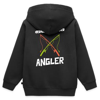 Heranwachsender Angler Nachwuchs Angler Angeln - Kinder Premium Organic Zip Hoodie - Schwarz - Hinten - AI Model Kid Male (0cm)