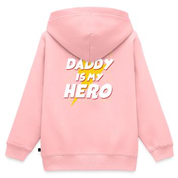 Papa To Be Daddy Is My Hero Super - Sweat Premium à capuche zippé enfant bio - rose - Dos - AI Model Kid Female (0cm)