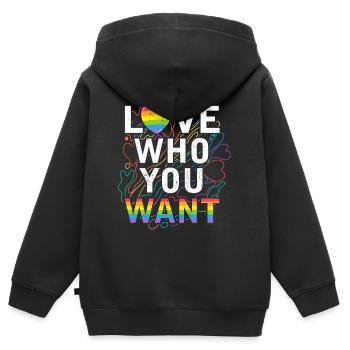 LGBT - Kinder Premium Organic Zip Hoodie - Schwarz - Hinten - AI Model Kid Male (0cm)