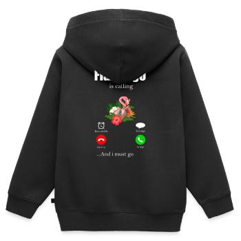 Flamingo - Sweat Premium à capuche zippé enfant bio - noir - Dos - AI Model Kid Male (0cm)