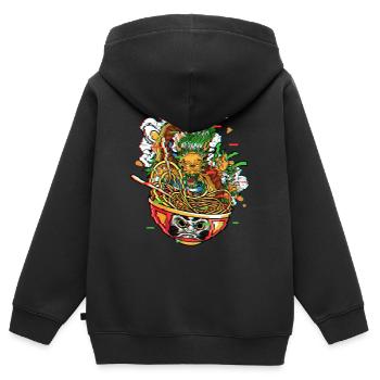 Ramen Drache In Daruma Bowl Vaporwave Kanagawa - Kinder Premium Organic Zip Hoodie - Schwarz - Hinten - AI Model Kid Male (0cm)