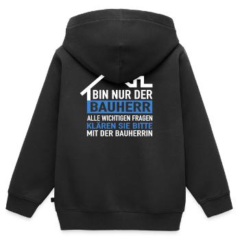 Bauherr Hausbau Richtfest Haus Bauherren Bauherr - Kinder Premium Organic Zip Hoodie - Schwarz - Hinten - AI Model Kid Male (0cm)