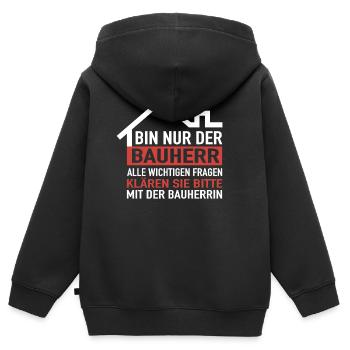 Hausbau Bauherr - Richtfest Bauherren Haus Bauherr - Kinder Premium Organic Zip Hoodie - Schwarz - Hinten - AI Model Kid Male (0cm)