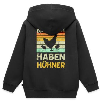 Hühner - Echte Kerle haben Hühner - Kinder Premium Organic Zip Hoodie - Schwarz - Hinten - AI Model Kid Male (0cm)
