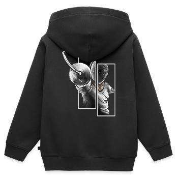 Fencers From The Front - Fencing - Kids Premium Organic Zip-up Hoodie - black - Back - AI Model Kid Male (0cm)