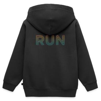 Pour les coureurs : RUN - Sweat Premium à capuche zippé enfant bio - noir - Dos - AI Model Kid Male (0cm)