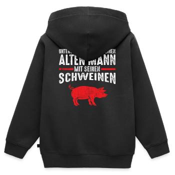 Alter Mann - Schweine | Vintage Retro Style - Kinder Premium Organic Zip Hoodie - Schwarz - Hinten - AI Model Kid Male (0cm)