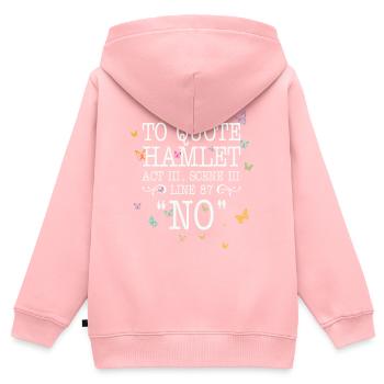 To quote Hamlet Act III, Scene III, Line 87 - NO - Kinder Premium Organic Zip Hoodie - Rosa - Hinten - AI Model Kid Female (0cm)