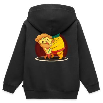 Drôle japonais Sumo Ananas Hawaiian Pizza Amer - Sweat Premium à capuche zippé enfant bio - noir - Dos - AI Model Kid Male (0cm)