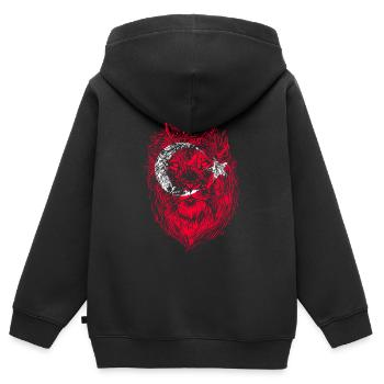 Turquie Lion Turc Turc Turc Turc Tête de Lion - Sweat Premium à capuche zippé enfant bio - noir - Dos - AI Model Kid Male (0cm)