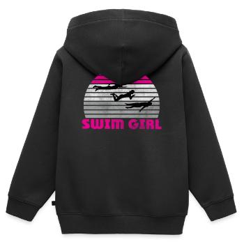 Schwimm Girl Schwimmerin Schwimmen Mädchen - Kinder Premium Organic Zip Hoodie - Schwarz - Hinten - AI Model Kid Male (0cm)